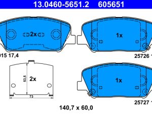Placute frana KIA CEED (JD) 1.6 CRDi 110 diesel 110 cai ATE 13.0460-5651.2