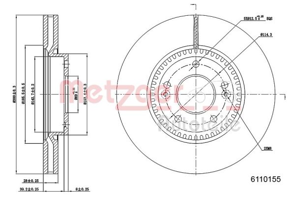 Disc frana KIA OPTIMA (JF) 1.7 CRDi diesel 141 cai METZGER 6110155