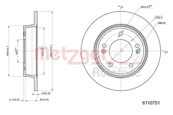 Disc frana KIA PRO CEED (JD) 1.6 GDI benzina 135 cai METZGER 6110751