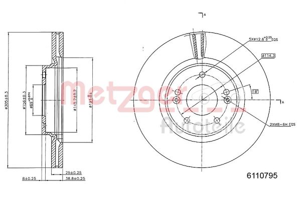 Disc frana KIA PROCEED Combi Van (CD) 1.6 T-GDI GT benzina 204 cai METZGER 6110795