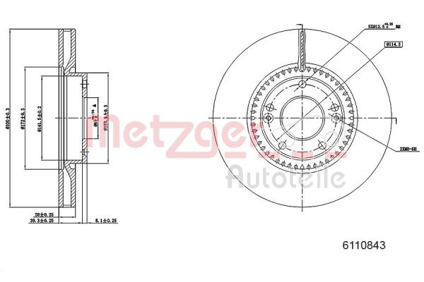 Disc frana KIA PRO CEED (JD) 1.6 GDI benzina 135 cai METZGER 6110843