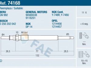 Bujie incandescenta KIA CEED hatchback (ED) 2.0 CRDi 140 diesel 140 cai FAE 74168