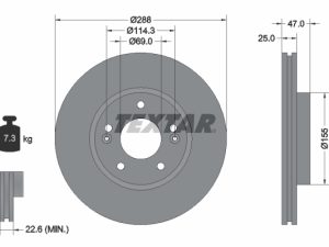 Disc frana KIA CEED (CD) 1.0 T-GDI MHEV benzina/elector 120 cai TEXTAR 92290503