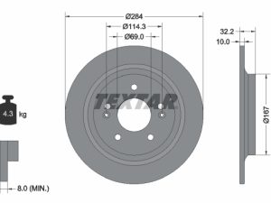 Disc frana KIA SELTOS (SP2, SP2I) 1.6 T-GDi 4WD (SP2) benzina 177 cai TEXTAR 92316303