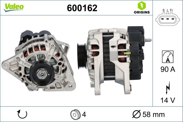 Alternator KIA CEED hatchback (ED) 1.6 CRDi 115 diesel 115 cai VALEO 600162