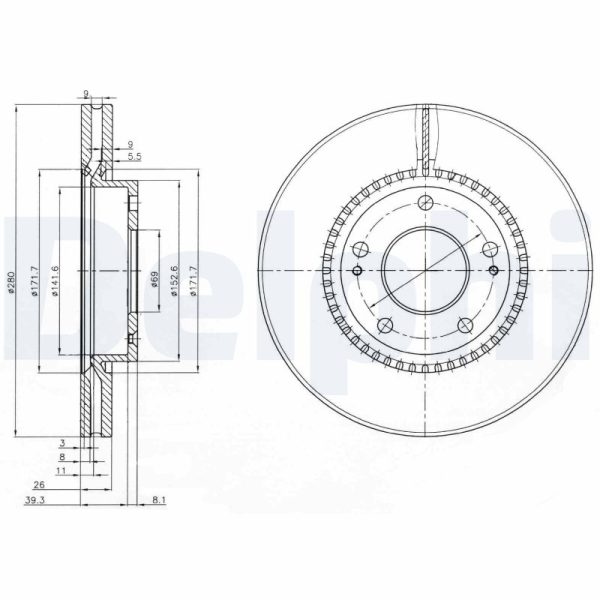 Disc frana KIA PRO CEED (ED) 2.0 benzina 143 cai DELPHI BG3861C