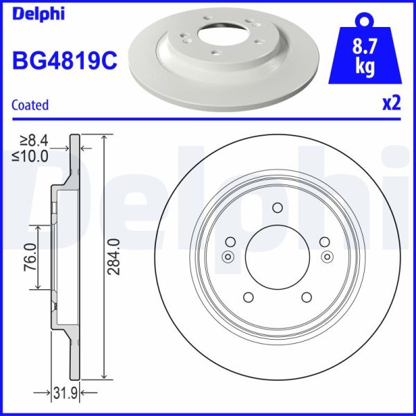 Disc frana KIA CEED (CD) 1.0 T-GDI MHEV benzina/elector 120 cai DELPHI BG4819C
