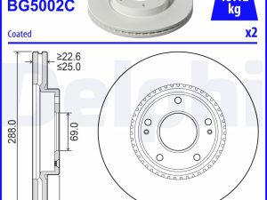 Disc frana KIA CEED (CD) 1.0 T-GDI MHEV benzina/elector 120 cai DELPHI BG5002C
