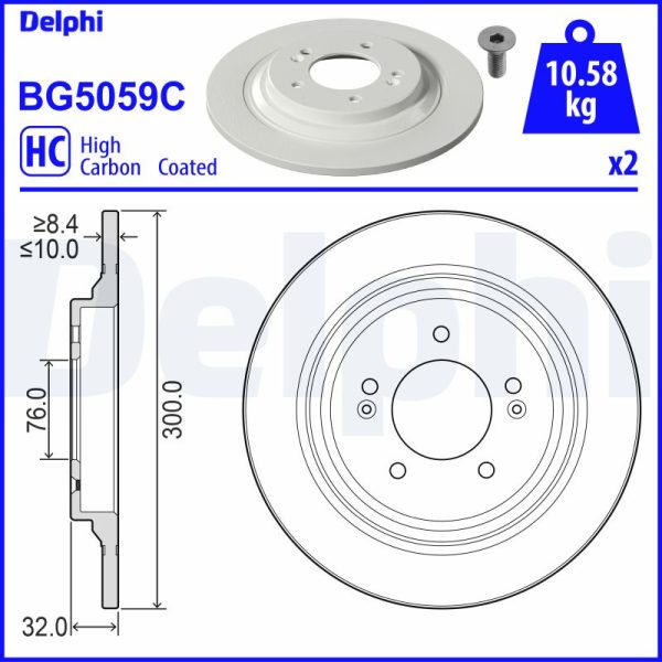 Disc frana KIA OPTIMA (JF) 1.6 T-GDI benzina 179 cai DELPHI BG5059C