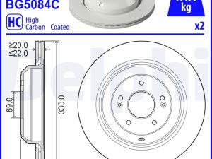 Disc frana KIA STINGER (CK) 2.0 T-GDi benzina 256 cai DELPHI BG5084C