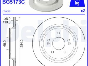 Disc frana KIA SELTOS (SP2, SP2I) 2.0 MPi 4WD (SP2) benzina 150 cai DELPHI BG5173C