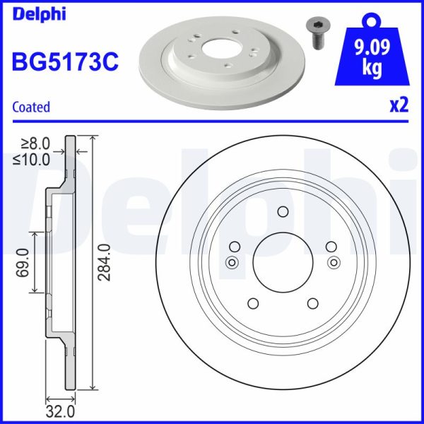 Disc frana KIA SELTOS (SP2, SP2I) 2.0 MPi 4WD (SP2) benzina 150 cai DELPHI BG5173C