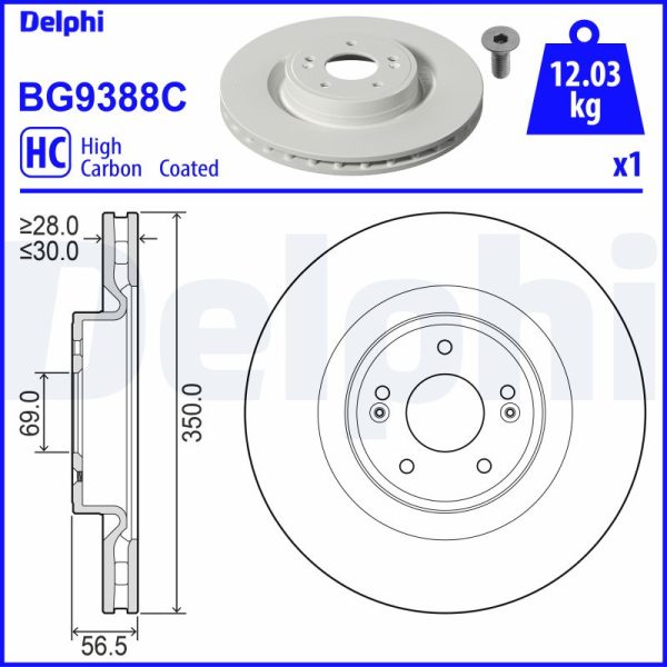Disc frana KIA STINGER (CK) 3.3 T-GDi 4WD benzina 370 cai DELPHI BG9388C