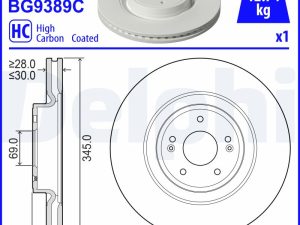 Disc frana KIA STINGER (CK) 2.0 T-GDi benzina 256 cai DELPHI BG9389C