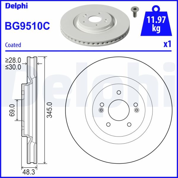 Disc frana KIA EV6 (CV) 77 GT AWD electric 585 cai DELPHI BG9510C