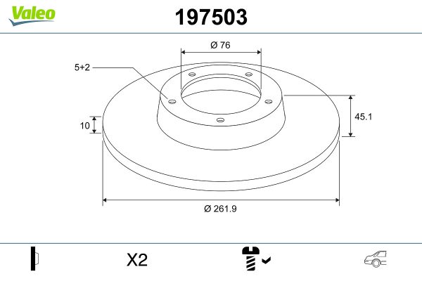 Disc frana KIA CEED (JD) 1.4 MPI benzina 101 cai VALEO 197503
