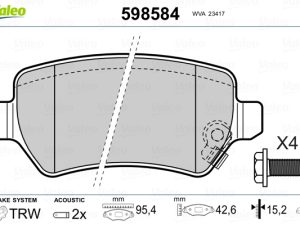 Placute frana KIA VENGA (YN) 1.4 CRDi 75 diesel 78 cai VALEO 598584