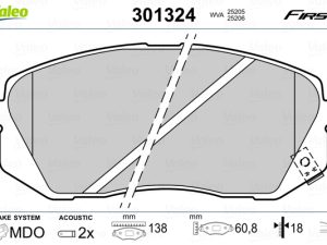 Placute frana KIA PROCEED (CD) 1.6 CRDi 136 Eco-Dynamics+ Diesel/electro 136 cai VALEO 301324
