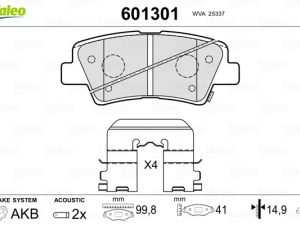 Placute frana KIA SELTOS (SP2, SP2I) 1.6 MPi (SP2) benzina 122 cai VALEO 601301