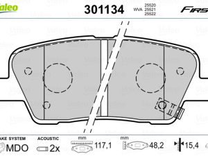Placute frana KIA STINGER (CK) 2.0 T-GDi benzina 256 cai VALEO 301134