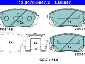 Placute frana KIA XCEED (CD) 1.0 T-GDI MHEV benzina/elector 120 cai ATE 13.0470-5647.2