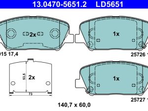 Placute frana KIA CEED (JD) 1.4 CVVT benzina 90 cai ATE 13.0470-5651.2