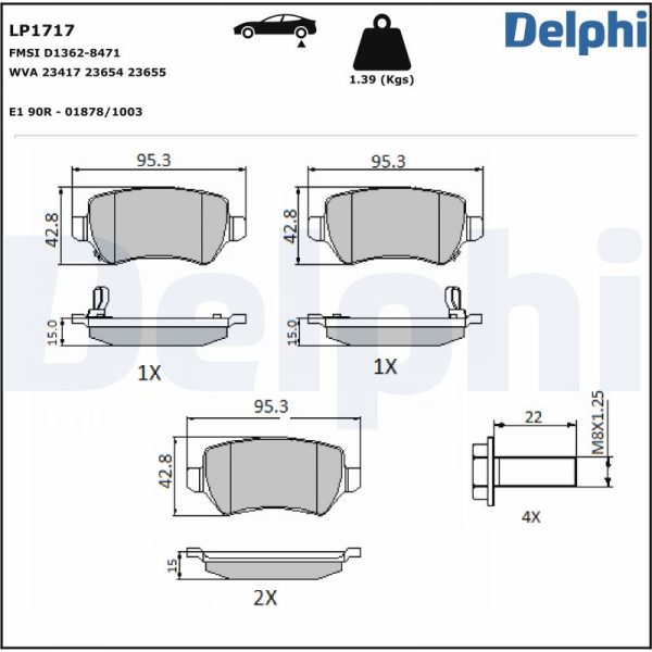 Placute frana KIA VENGA (YN) 1.4 CVVT benzina 90 cai DELPHI LP1717