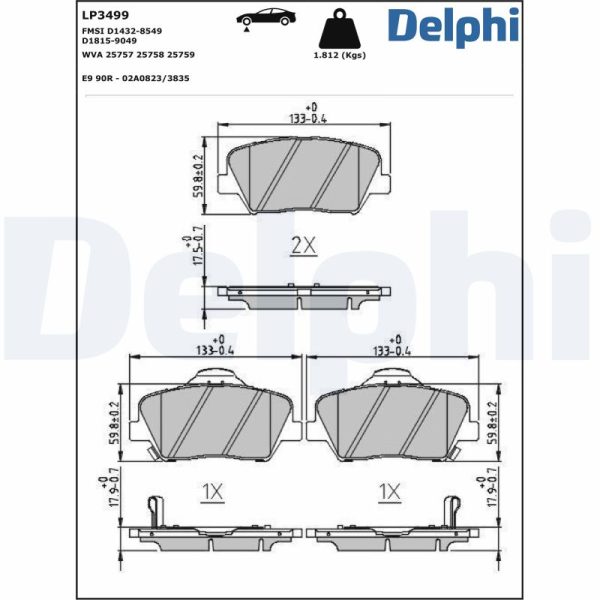 Placute frana KIA SELTOS (SP2, SP2I) 1.6 MPi (SP2) benzina 122 cai DELPHI LP3499