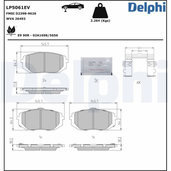 Placute frana KIA EV6 (CV) 77 GT AWD electric 585 cai DELPHI LP5061EV