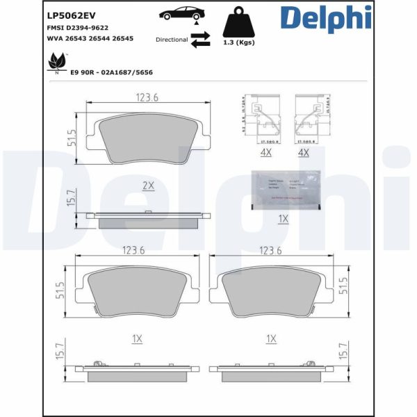 Placute frana KIA EV9 (MV) 100 AWD electric 385 cai DELPHI LP5062EV