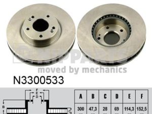 Disc frana KIA OPTIMA (JF) 1.6 T-GDI benzina 179 cai NIPPARTS N3300533