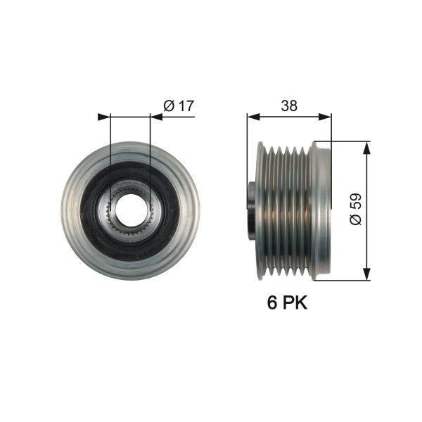 Fulie alternator KIA OPTIMA (FSGDS6B) 2.0 benzina 170 cai GATES OAP7168
