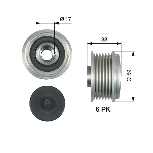 Fulie alternator KIA STONIC (YB) 1.6 CRDi diesel 116 cai GATES OAP7177