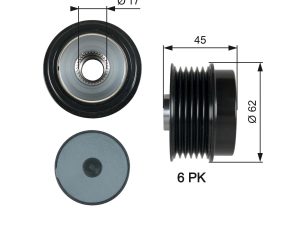 Fulie alternator KIA PRO CEED (JD) 1.4 CVVT benzina 100 cai GATES OAP7180