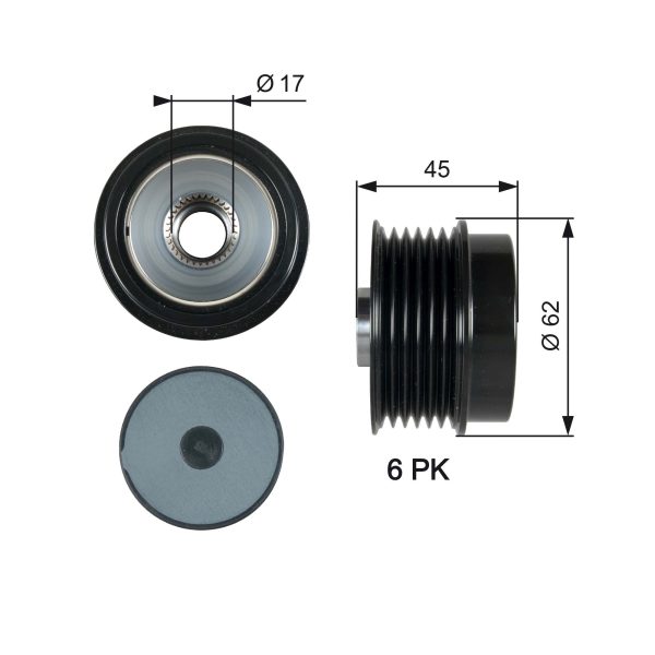 Fulie alternator KIA PRO CEED (JD) 1.4 CVVT benzina 100 cai GATES OAP7180
