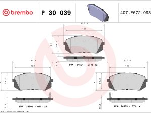 Placute frana KIA SELTOS (SP2, SP2I) 1.6 T-GDi 4WD (SP2) benzina 177 cai BREMBO P 30 039