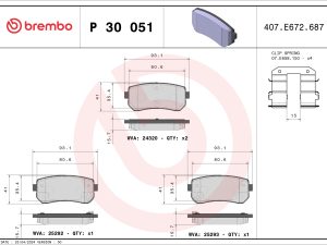 Placute frana KIA OPTIMA (JF) 2.0 GDI Hybrid benzina/elector 205 cai BREMBO P 30 051