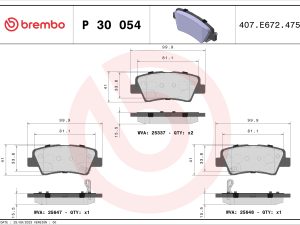 Placute frana KIA OPTIMA (FSGDS6B) 2.0 benzina 170 cai BREMBO P 30 054