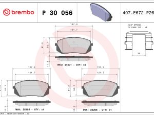 Placute frana KIA CEED (JD) 1.6 GT benzina 204 cai BREMBO P 30 056X