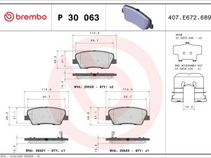 Placute frana KIA STINGER (CK) 2.0 T-GDI benzina 197 cai BREMBO P 30 063