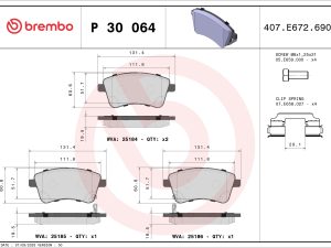Placute frana KIA VENGA (YN) 1.4 CRDi 75 diesel 78 cai BREMBO P 30 064