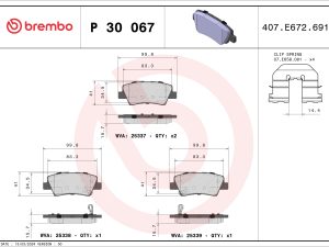 Placute frana KIA CEED (JD) 1.4 MPI benzina 101 cai BREMBO P 30 067X
