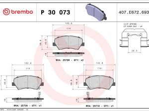 Placute frana KIA CEED (CD) 1.4 T-GDI benzina 140 cai BREMBO P 30 073
