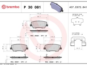 Placute frana KIA STINGER (CK) 2.0 T-GDi benzina 256 cai BREMBO P 30 081