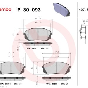 Placute frana KIA OPTIMA (JF) 1.6 T-GDI benzina 179 cai BREMBO P 30 093