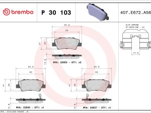 Placute frana KIA STONIC (YB) 1.0 T-GDi Eco-Dynamics+ benzina/elector 101 cai BREMBO P 30 103