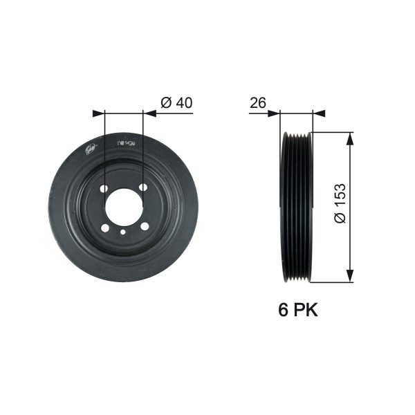 Fulie curea arbore cotit KIA CEED hatchback (ED) 2.0 CRDi diesel 136 cai GATES TVD1129