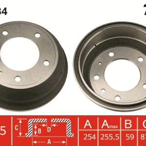 Tambur frana LAND ROVER DEFENDER Pick Up (L316) 2.5 Td5 4x4 (L316) diesel 122 cai TRW DB4084