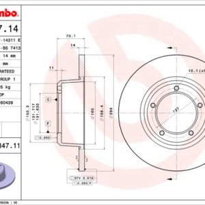 Disc frana LAND ROVER DEFENDER Cabrio (L316) 2.2 Td4 4x4 (L317) diesel 122 cai BREMBO 08.5347.11