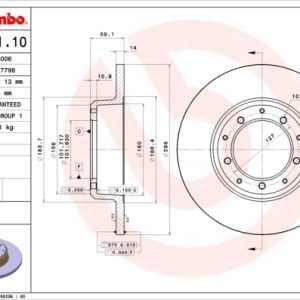 Disc frana LAND ROVER DEFENDER Station Wagon (L316) 3.9 V8 4x4 (L316) benzina 185 cai BREMBO 08.A841.10